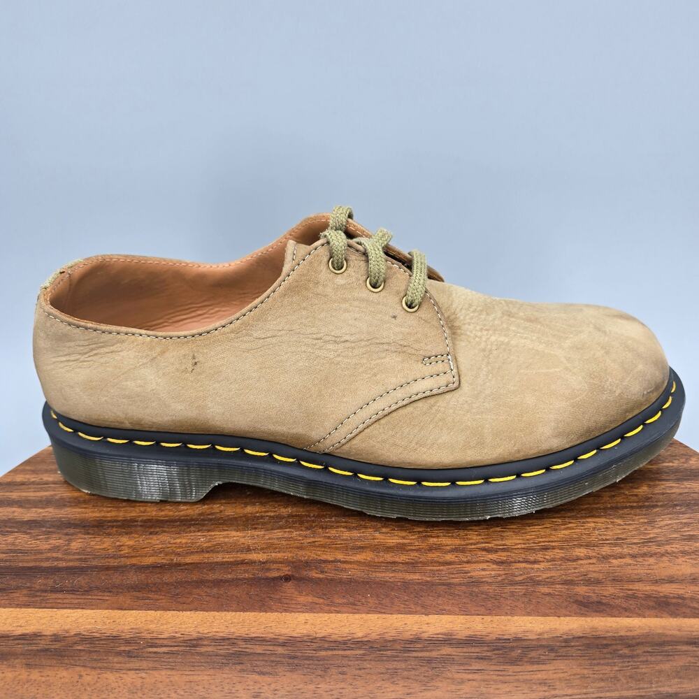 Dr Martens Oxfords Mens 10 M Tan Beige Tumbled Leather Lace Up Low Top Shoes